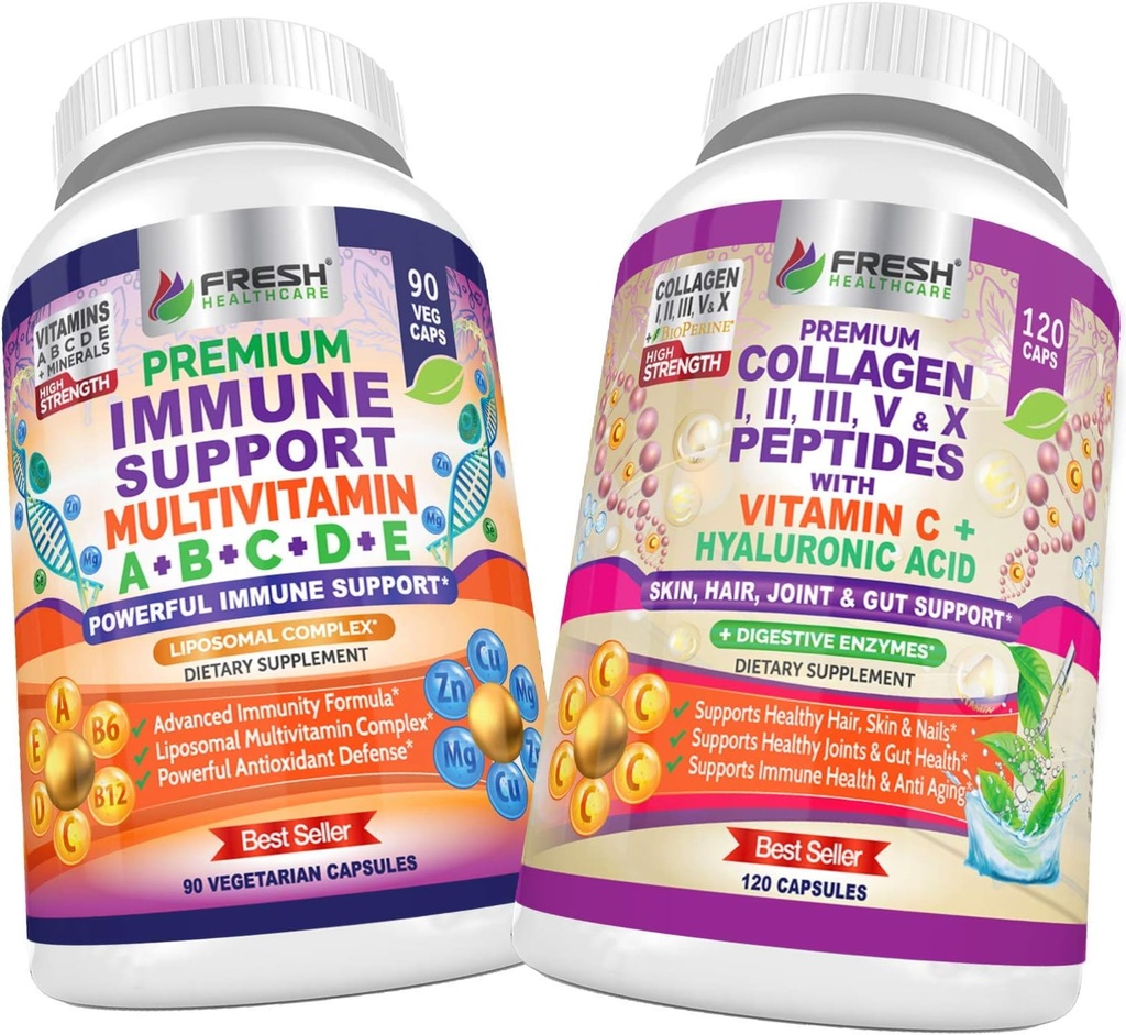 FRESH HEALTHCARE 면역 Multivitamin 및 교원질 펩티드 - 번들
