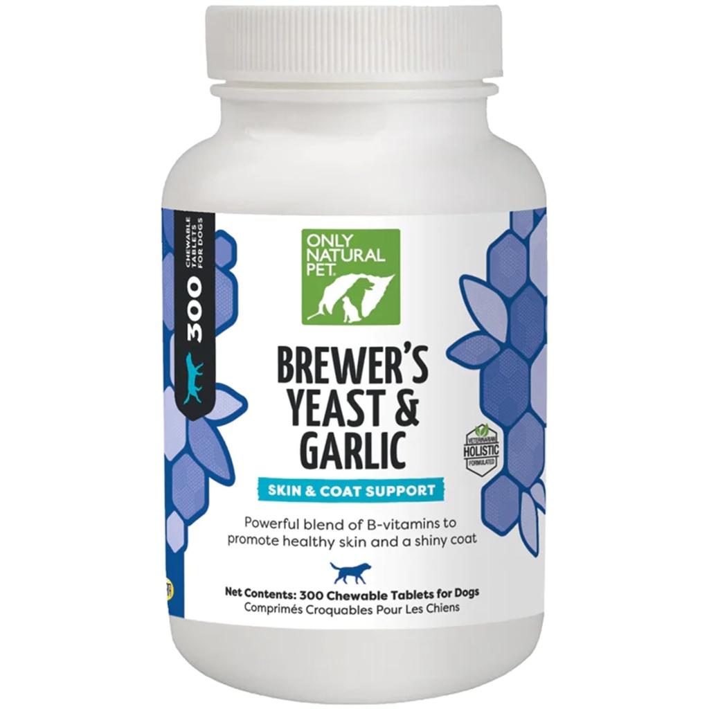 천연 애완 동물 Brewer의 효모 및 마늘 Chewables - 개를위한 모든 자연 향낭 & Tick 예방 - B 비타민과 Fortified - 건강한 피부 & 코트를 홍보 - 300 개 정제