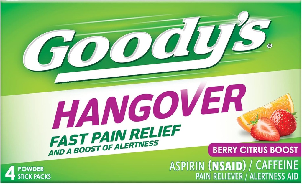 Goody 's Hangover Powders, 빠른 통증 완화 및 Alertness Berry Citrus의 부스트, 4 ct (1의 포장)