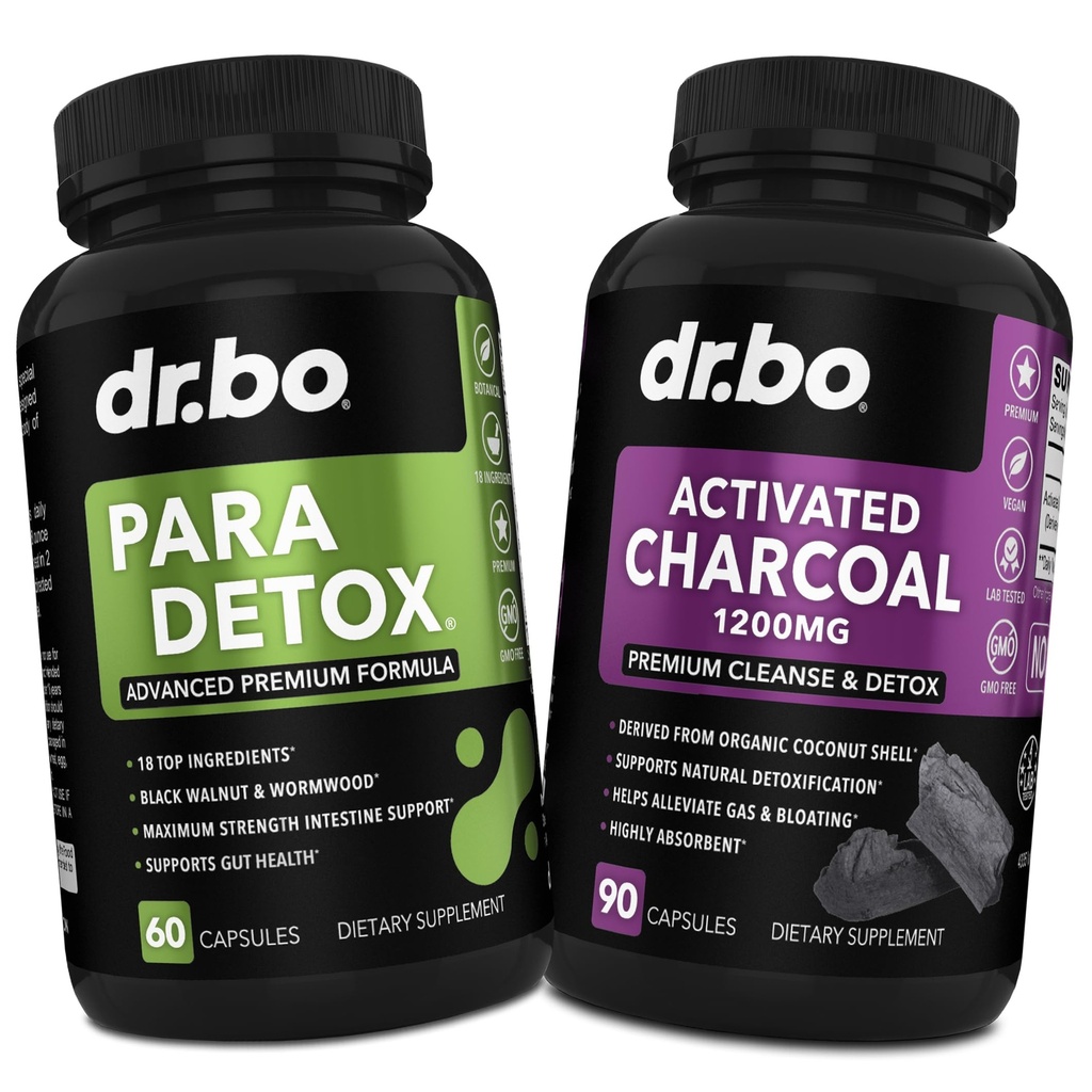 Body Detox Cleanse & Charcoal Capsules - Stomach Gut Health - Pro Gut Health Intestine Supplement Binder Stomach - Wormwood Black Walnut Complex & Cloves의 Intestinal Digestive 지원 보조제