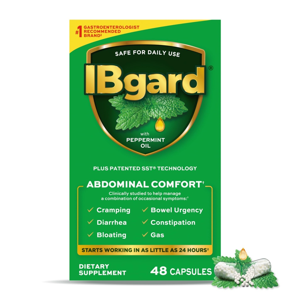 IBgard Gut 건강 보충교재, Abdominal 안락을 위한 Peppermint 기름 캡슐, 48의 캡슐