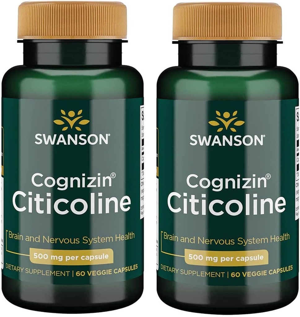 Swanson Cognizin Citicoline 1,000 밀리그램 60 Veg 캡슐 (2 팩)