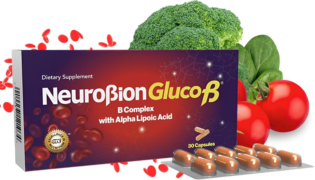 Neurobion Gluco B 콘 Acido 알파 Lipoico 규정식 보충교재 알파 Lipoic 산, Complejo B 30 캡슐을 가진 B Complex