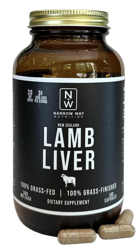 Lamb Liver Regeneratively 뉴질랜드 (180 캡슐), 100 % Grass-Fed & 100 % Grass-Finished, 30 일 공급 6 캡슐 매일 (Kosher Bovine Gelatin 캡슐)