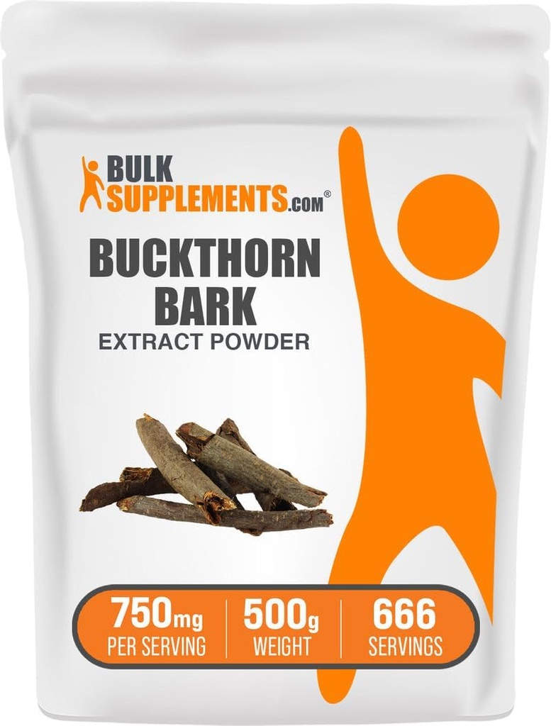 BulkSupplements.com Buckthorn Bark 추출물 분말 - Buckthorn Bark 분말, 초본 보충 - Vegan & 글루텐 무료, 봉사 당 750mg, 500g (1.1 lbs) (팩 1)