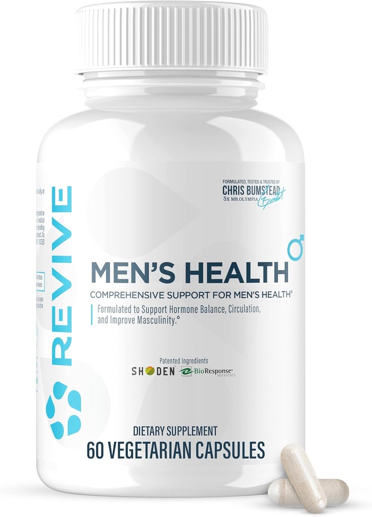 남자를위한 Revive MD DIM 보충 – 호르몬 균형, 남성 성 & 전립선 건강 지원 – Ashwagandha & Green Tea (60 채식 캡슐, 30 서빙)와 건강한 테스토스테론 & 에스트로겐 수준