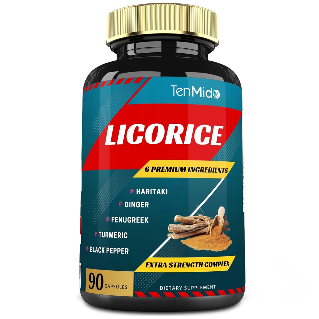 심황, 생강, Fenugreek, Haritaki, Black Pepper - 지원 소화 기능 - 90의 모자, 3 달 공급을 가진 Licorice 추출물 캡슐