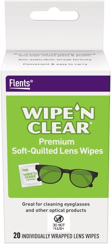 Flents 렌즈 닦음, 닦음 'N 공간, 20 조사, 사전 운동화, Streak-Free, 유리, 안티 - 파그, 젠틀 청소, 명확한 비전, 개별적으로 여행 및 편의성에 대 한 포장, 미국에서 만든
