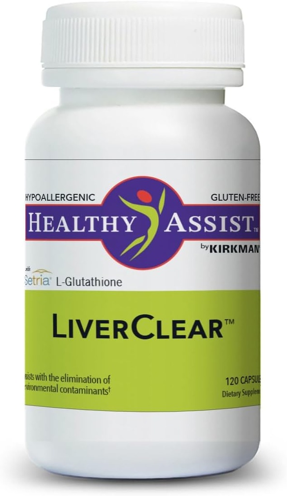 Kirkman LiverClear 보충교재, 120의 캡슐, 비타민 C, E, 셀렌, 타우린, 쿠르쿠민, 우유 이틀, 글루타티온, NAC 및 칼슘을 가진 몸의 자연적인 정화 통로를 지원하는 칼슘