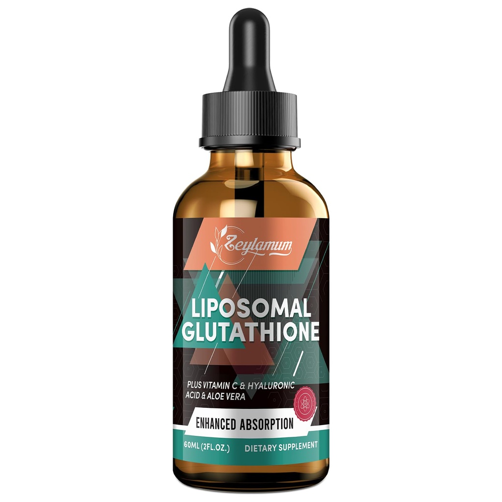 2000MG Liposomal 글루타티온 액체 하락, 매우 높은 흡수, 자연적인 해독, 면역 체계 & 피부 Supprot*, L 글루타티온, 비타민 C & Hyaluronic 산, 캡슐 대안, 2.02 OZ