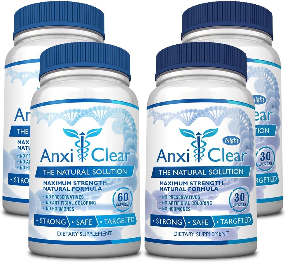 소비자 건강 AnxiClear - Boosts Mood, Calms The Mind, Elevates Serotonin 레벨 - 5-HTP, L-thianine - 2 일 + 2 밤