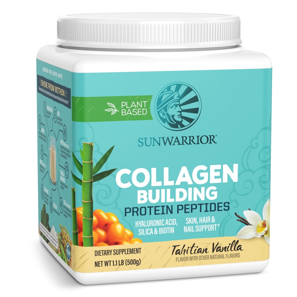Vegan Collagen Protein Powder Plant 기반 | Hyaluronic Acid Minerals Biotin Soy Free Dairy Free Gluten Free NON-GMO | 반라 20 인분 | 콜라겐 빌딩 펩티드 Sunwarrior