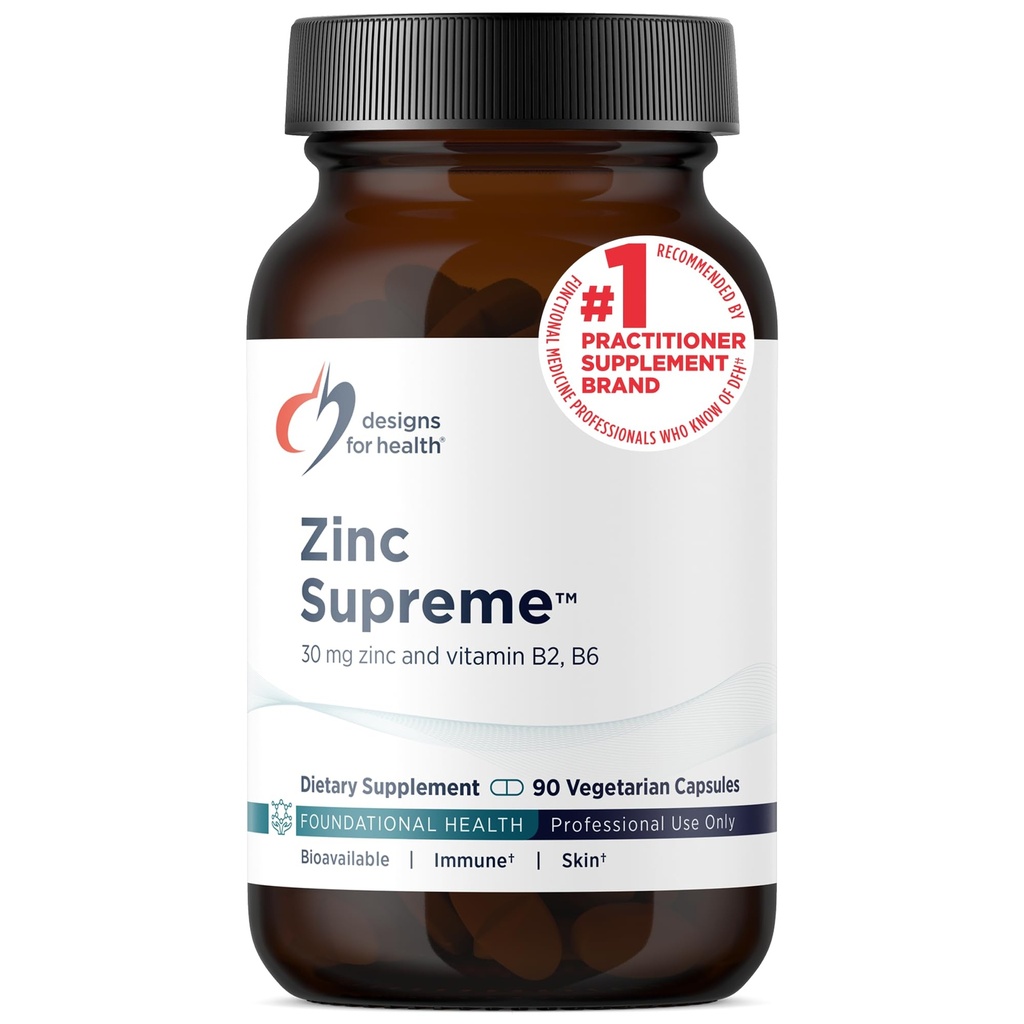 건강 아연 대성기를 위한 디자인 - 30mg 아연 Bisglycinate Cofactors Taurine, 비타민 B6, B2 + Molybdenum - 면역 지원 보충교재 - Vegan + Non-GMO (90 캡슐)