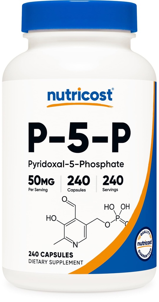 영양소 P5P 비타민 B6 보충 50mg, 240 캡슐 (Pyridoxal-5-Phosphate) - 채식 친화적 인, 비 GMO, 글루텐 무료