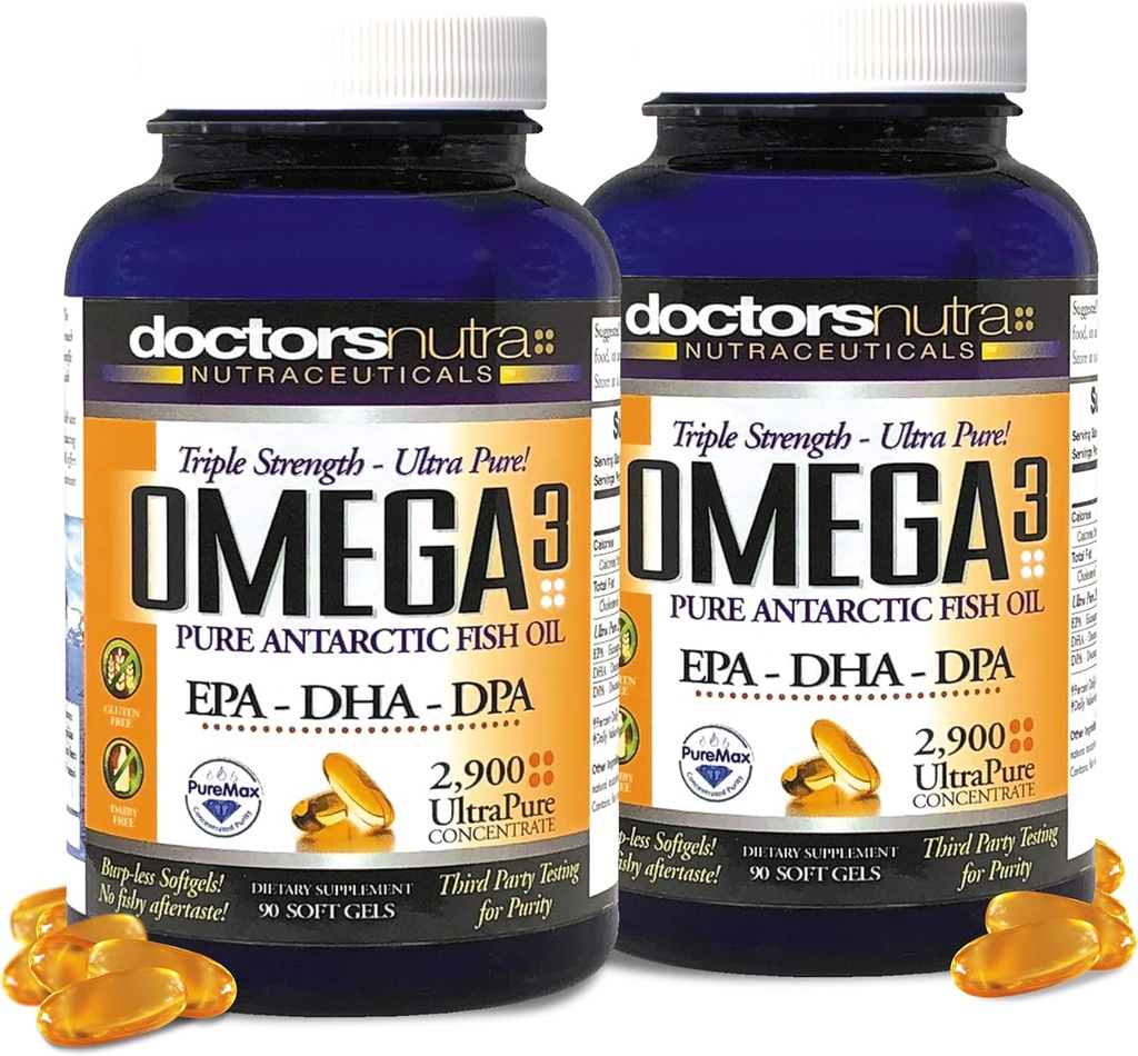 (포장 2) 야생 오메가 3 물고기 기름 DPA 보충교재 2,900 밀리그램, EPA-DPA-DHA, SoftGels