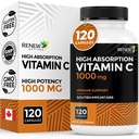 RENEW ACTIVES 최대 힘 비타민 C 1000MG 서빙 당 – 산화 방지제 & 전반적인 건강을 위한 면역 부스터, 뼈, 이 & Gums – 비 GMO, 설탕 자유로운, 4 달 공급 – 캐나다에서 만드는 – 120의 캡슐
