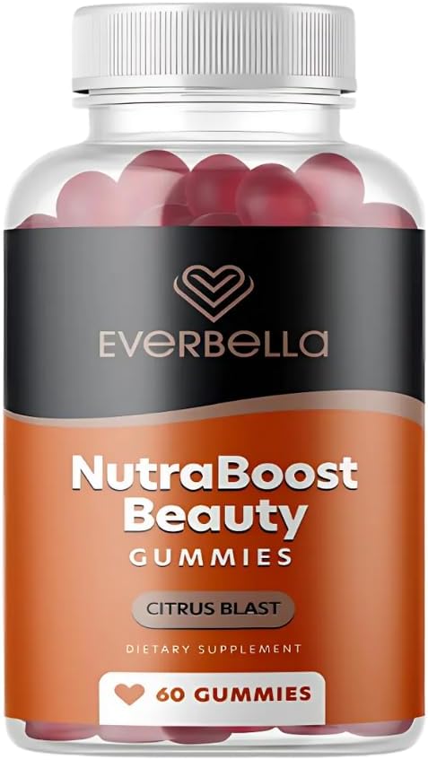 Nutraboost 아름다움 Gummies, Vegan 교원질 승압기, Biotin, 피부 머리 및 못, 비타민 A, E, C의 감귤류 풍미, 30 일 공급, 설탕 자유로운