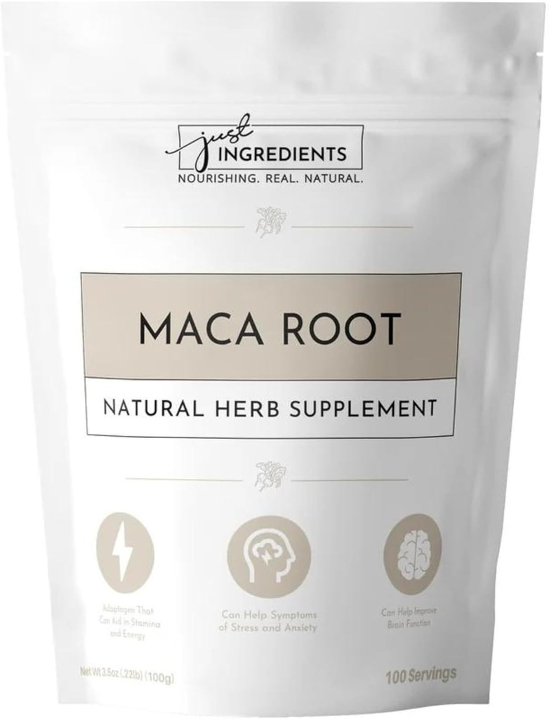 JUST INGREDIENTS Organic Maca Root Powder | 100 인분 | 100 % Organic & Vegan Superfood | 천연 웰니스 및 호르몬 밸런스 지원 | 인공 첨가물 없음