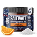 Zero Sugar Electrolyte Powder | Salty Orange Hydration (Strenvia) | 고속, POTS, 땀 회복을 위한 높은 나트륨 마그네슘 전극 | 32 Fl Oz의 45 인분을 만듭니다 | 미국