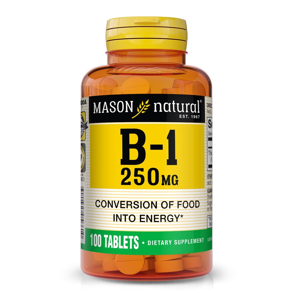 SON NATURAL 비타민 B, 1 Thiamine 250 mg, 100 일 공급 Dietary 보충교재, 쉬운, to, Swallow 정제, 지원 에너지 생산 & 건강한 대사