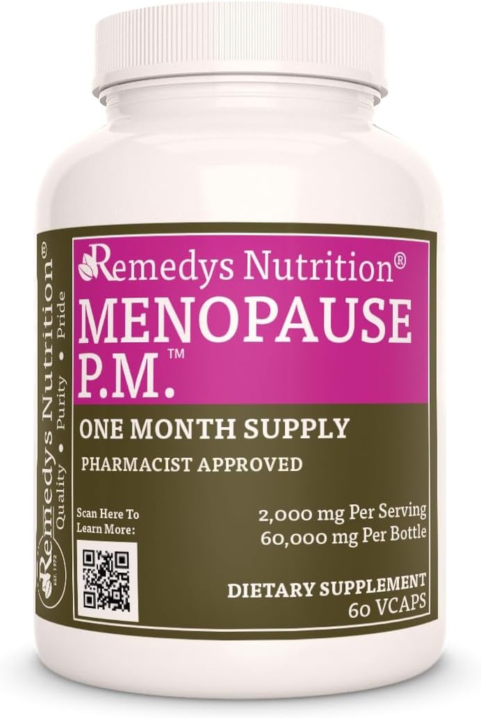 Remedy’s Nutrition Menopause P.M.TM | 1,000 mg, 60 Vegan 캡슐 초본 다이어트 보충 | 2 개월 공급