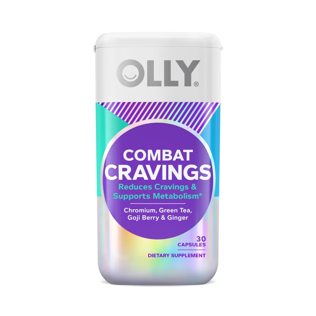 OLLY Combat Cravings, Metabolism & 에너지 지원 보충교재, 1000 mcg 크롬, 녹차, Goji 베리, 생강 - 30 조사