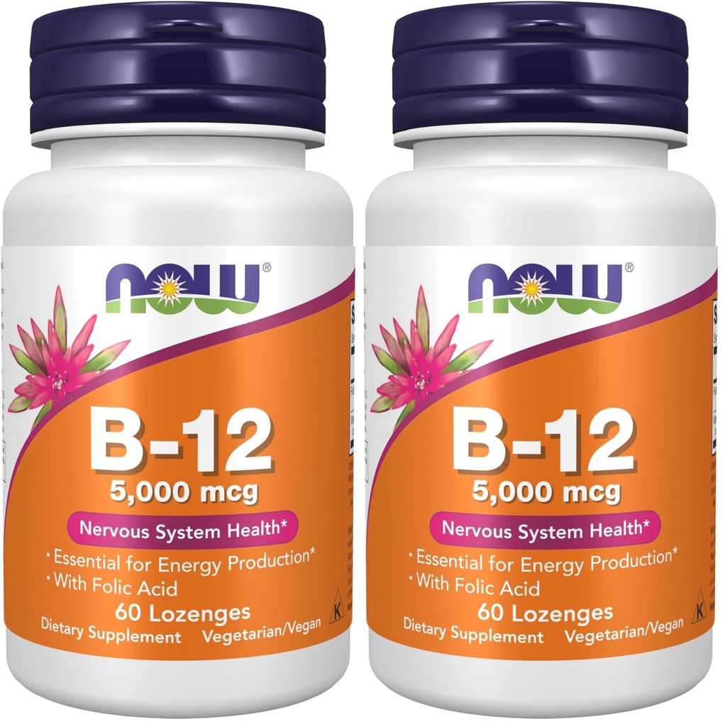 지금 보충 교재, 비타민 B-12 5,000 mcg, Folic 산과 더불어, Nervous 체계 건강*, 60 Lozenges (2의 포장)