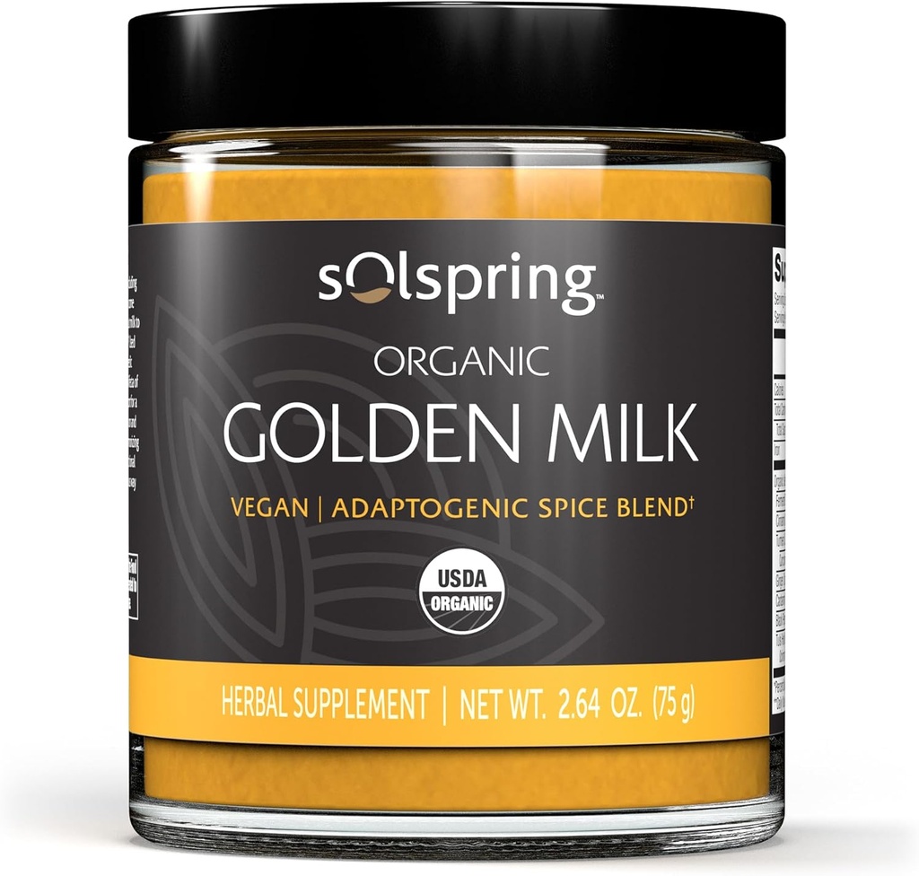 박사. Mercola Solspring 유기 황금 우유 초본 보충교재, 2.64 Oz. (75 g), 심황 & Ginger, 비 GMO, 글루텐 자유로운, 콩 자유로운, USDA 유기를 가진 Vegan 향 혼합