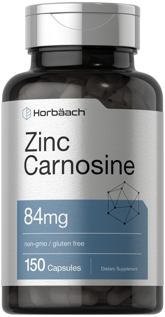 Horbäach 아연 Carnosine 보충교재 | 캡슐 당 84mg | 150 조사 | Non-GMO & 글루텐 무료