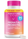 여성을위한 핑크 Stork Prenatal Probiotics - 50 억 CFU, 비타민 B6, Prebiotics, 아침 Sickness, Gut Microbiome, 임신 Probiotics, 면역 지원, 임신이 있어야합니다 - 30 캡슐