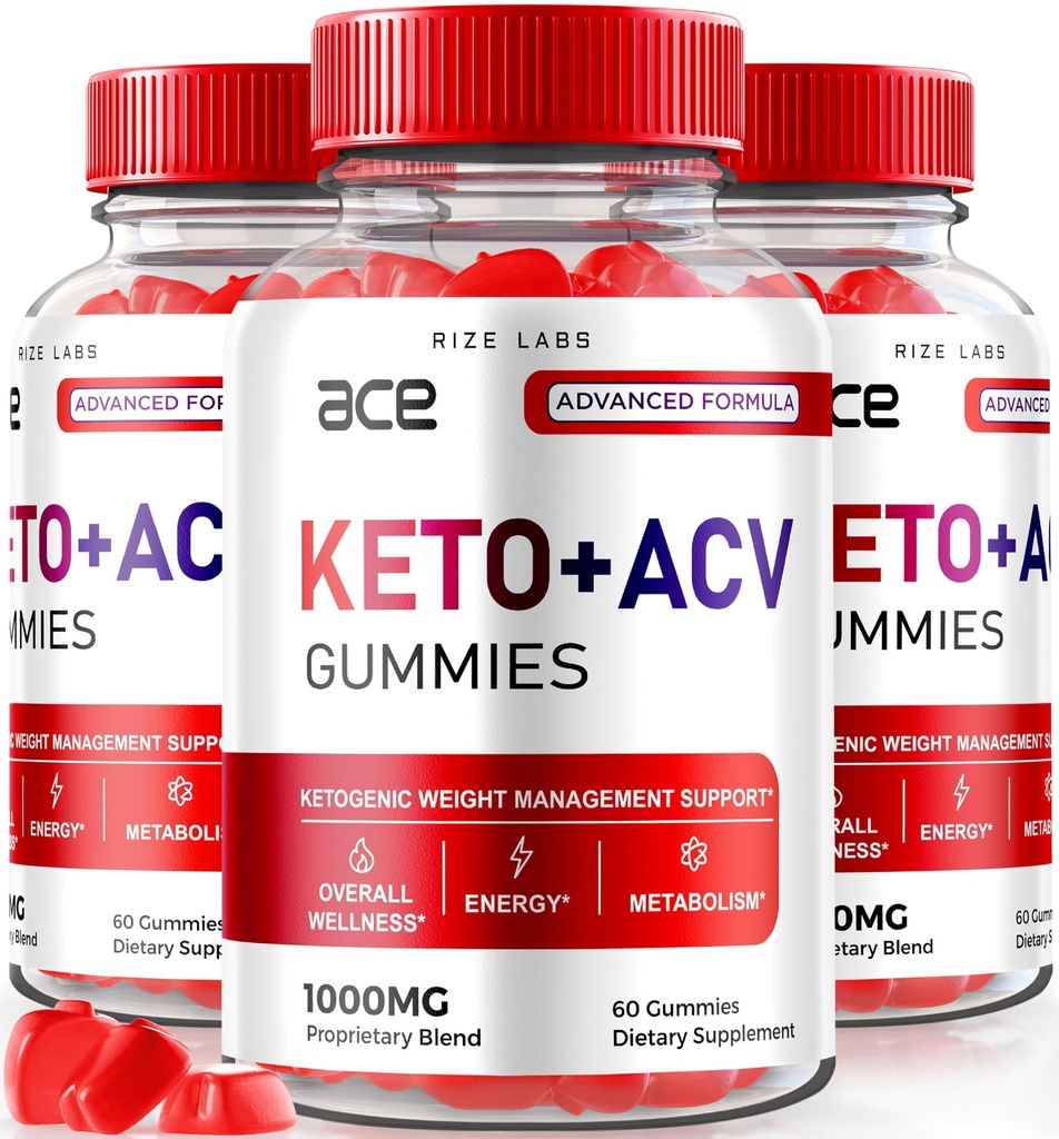 rize 실험실 - 에이스 Keto ACV Gummies, 고급 체중 감소 1000mg, 애플 Cider Vinegar 보충 (180 Gummies)