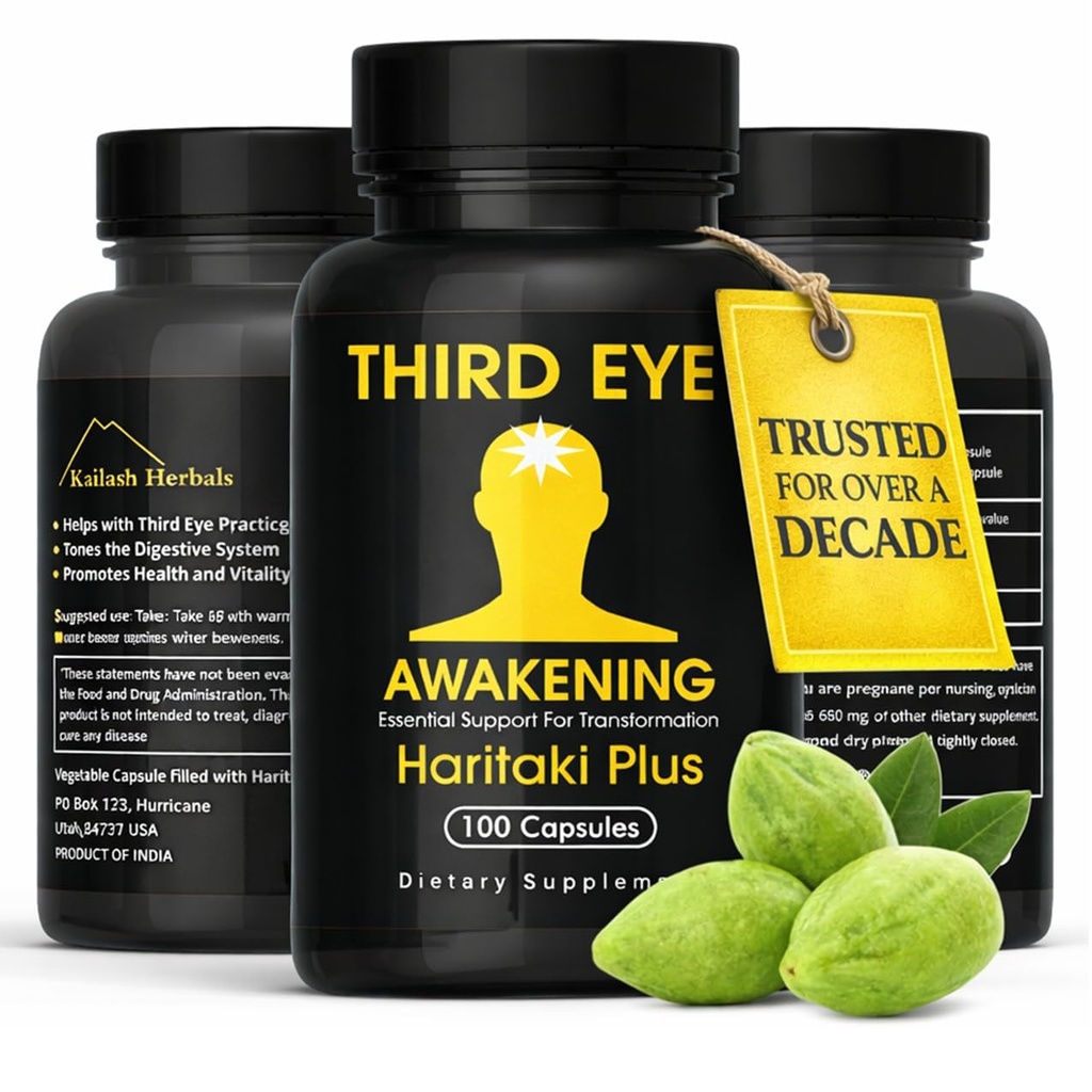 세 번째 눈 Awakening - 유기 Haritaki 캡슐 - Kailash Herbals-100 캡슐 - 650 mg의 각-Terminalia chebula- Vegan