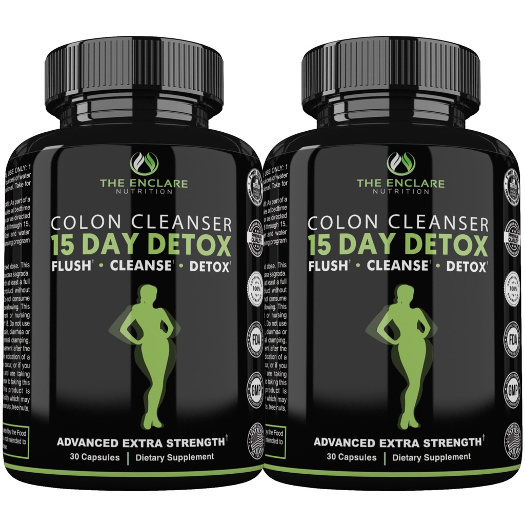 ENCLARE NUTRITION 15 Day Detox Cleanse for Weight Loss. 여성 및 남성을위한 고급 Gut 지원. 변비 및 출혈 완화를위한 Colon Cleanse Laxatives. Gut Cleanse Probiotic 다이어트 약 60ct (2)