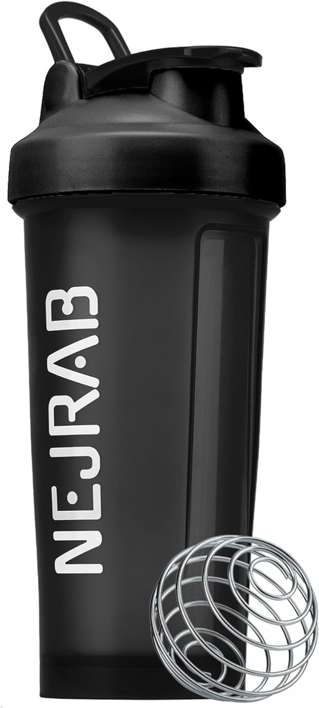 Protien 셰이커 병 철사 위스키 공, Protien 혼합, 단백질 셰이커 컵, 28-Ounce, 단백질 셰이커 병, 단백질 쉐이크 병 (검정), 중간, NJB 28-Oz
