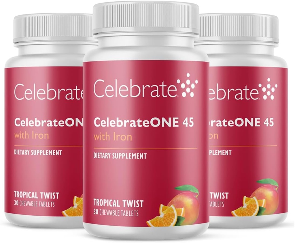 Celebrate Vitamins CelebrateONE 45 Chewables, 45mg Iron - 매일 Bariatric Multivitamin, Essential Vitamins & Minerals - Gastric Bypass & Sleeve Gastrectomy 보충 - 열대 (90 정제)