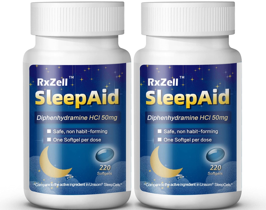 Sleep Aid, Diphenhydramine Softgels 50mg, Easy-to-Swallow, Deeper Restful Sleeping, Non Habit-Forming 지원 (220 개)