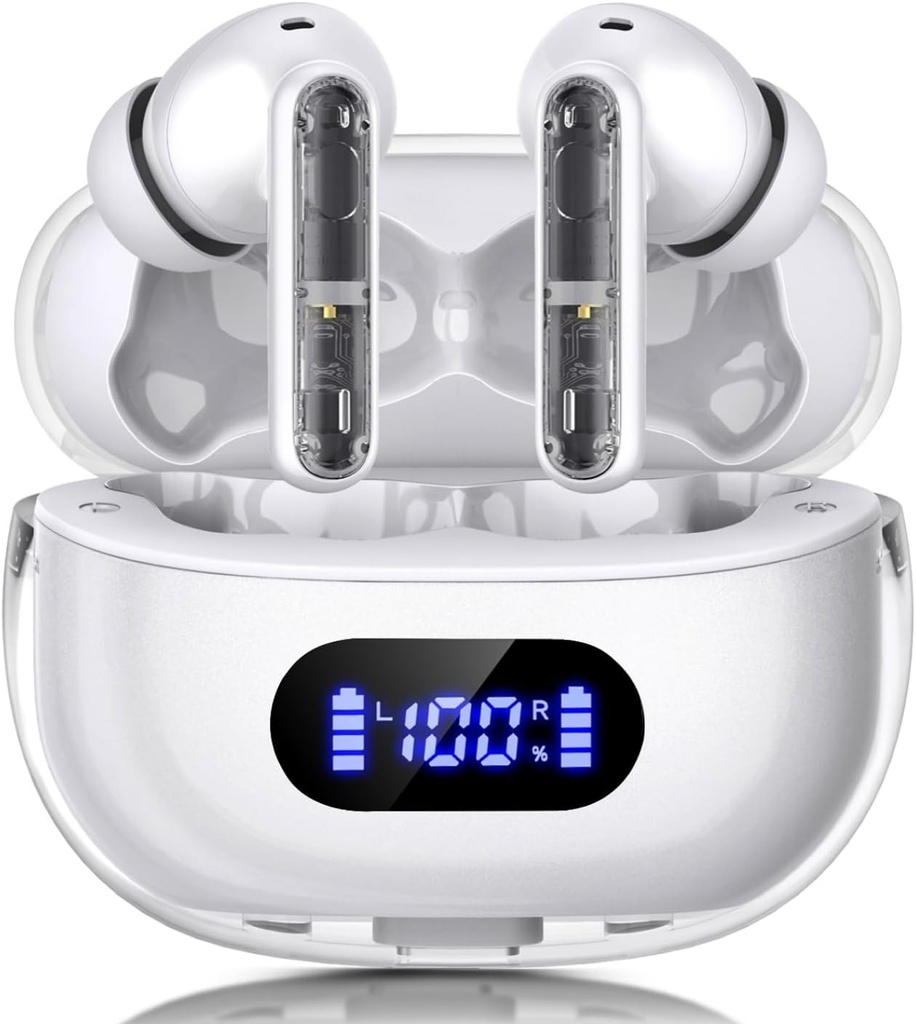 무선 Earbuds P1 PRO, 이어폰 Clear Call Mics Ear Buds, 편안한 착용감, IPX7 방수 헤드셋 긴 배터리 수명, 스포츠 운동을위한 30H 재생 시간