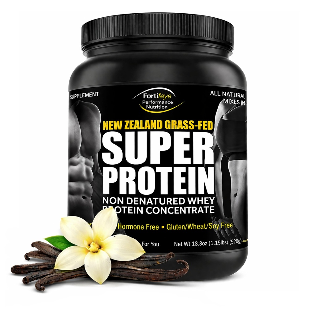 Fortifeye 슈퍼 뉴질랜드 잔디 Fed Whey Protein 바닐라 맛, 40 서빙, 2 팩 - 운동, 스포츠 영양 및 Immune 시스템을 개선하기위한 Non-Denatured Organic Grass Fed Whey Protein Powder