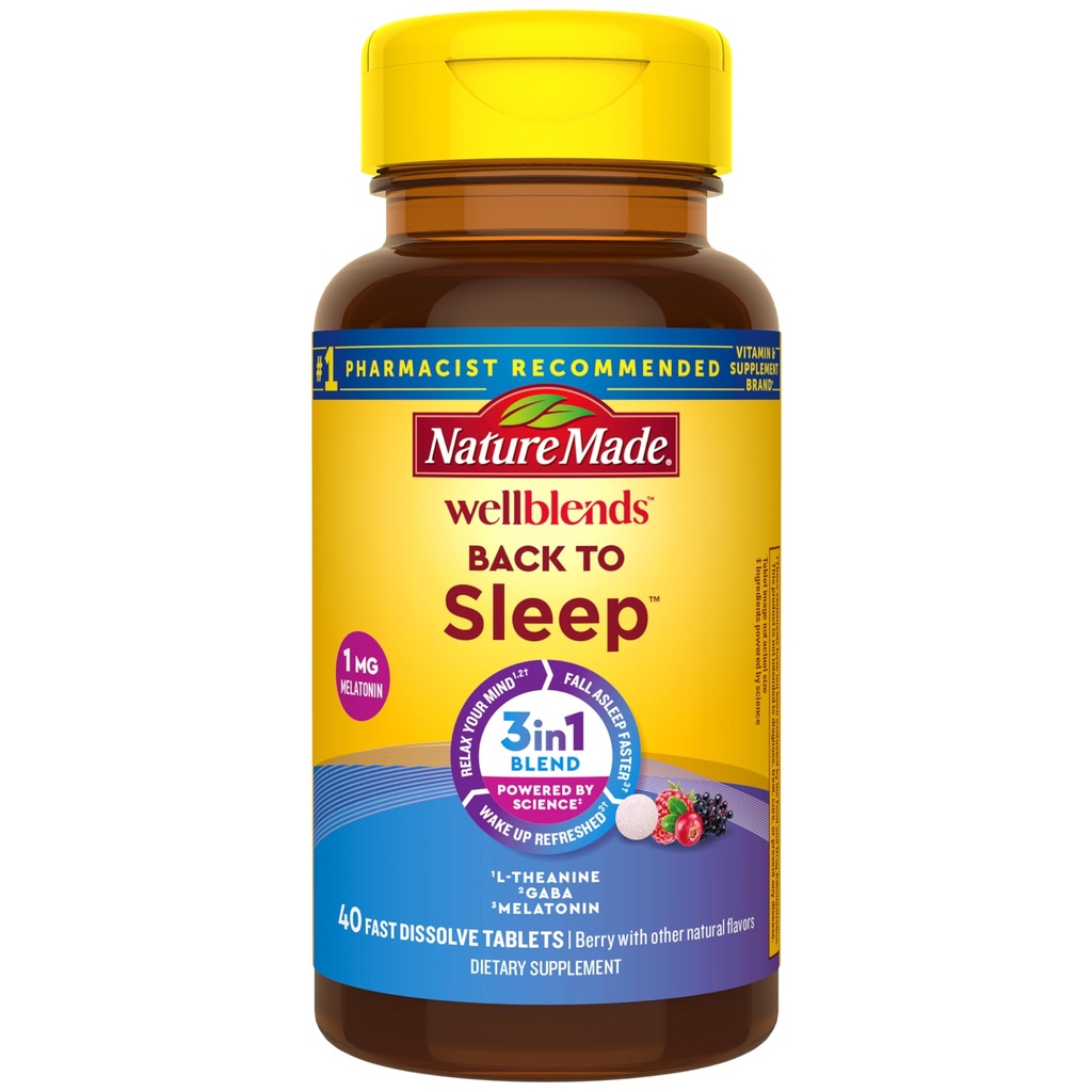 성격은 잠, 낮은 복용량 Melatonin 1 mg, L theanine 100 mg 및 GABA 100mg, 수면 보충교재, 40 빠른 용해 정제에 Wellblends 뒤를 만들었습니다