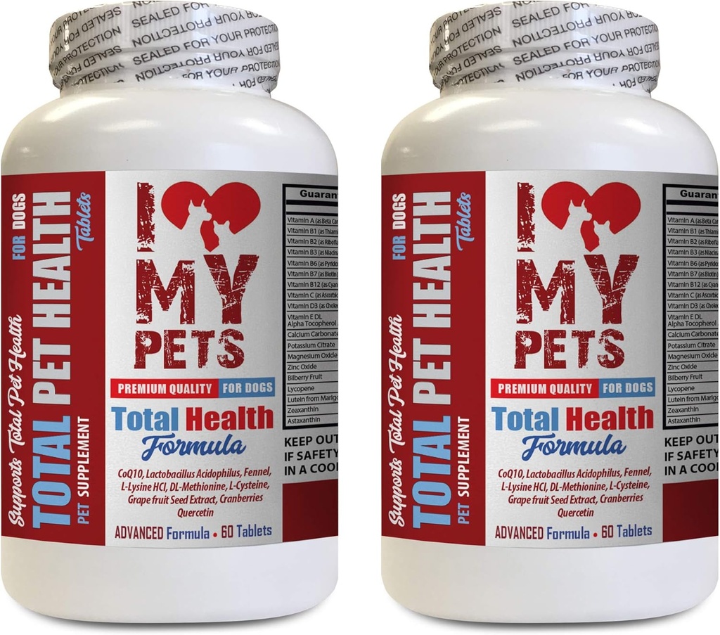 I LOVE MY PETS LLC Dog Immunity - 개 총 애완 동물 건강 - 프리미엄 포뮬러 - 최고의 복합체 - 개 비타민 A - 2 병 (120 치료)