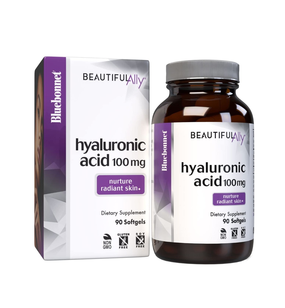 Bluebonnet 영양 아름다운 Ally Hyaluronic 산 100mg의 Nurture Radiant Skin*, 비 GMO, 글루텐 자유로운, Soy 자유로운, 90 Softgels, 90의 서빙