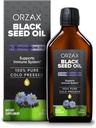 ORZAX 블랙 씨 오일 액체 (8 fl oz) - 냉간 압착 100 % 순수 | Vegan, 글루텐 무료, 비 GMO | 5000mg Black Cumin (Nigella Sativa) 오일 50mg Thymoquinone | 오메가 3-6-9 | 유리 병