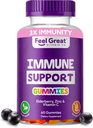 Elderberry, 아연 및 비타민 C를 사용한 훌륭한 면역 지원 Gummies | 삼부커스 니그라 보충 | 60 Gummies