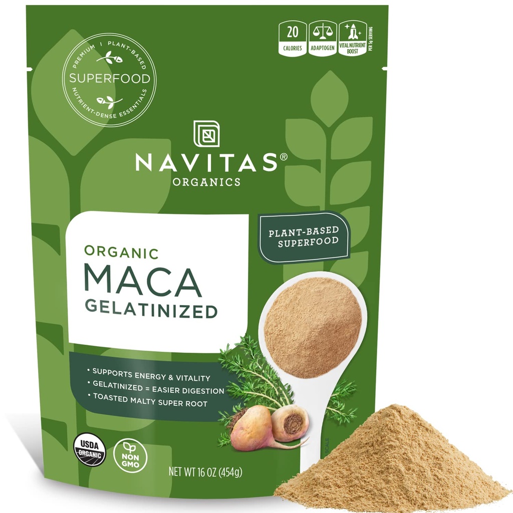 Navitas Organics Maca Gelatinized Powder, 16 oz. Bag, 90 서빙 - 유기, 비 GMO, Glluten-Free (패킹 1)