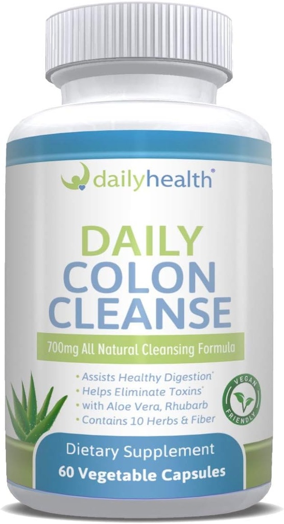 매일 콜론 클렌징 700mg 모든 천연 공식 10 허브, 섬유, 알파, 알로에 Vera, Rhubarb, Gentian, Buckthorn, Goldenseal, Lactobacillus acidophilus 60 야채 캡슐 (2 15 일 클렌징 키트)