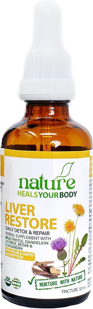 Liver Restore - Herbal Tincture - Liver Support and Detox - Milk Thistle | Dandelion | Licorice | Reishi | Schisandra – 유기농 허브 (50 mL 팩 1)