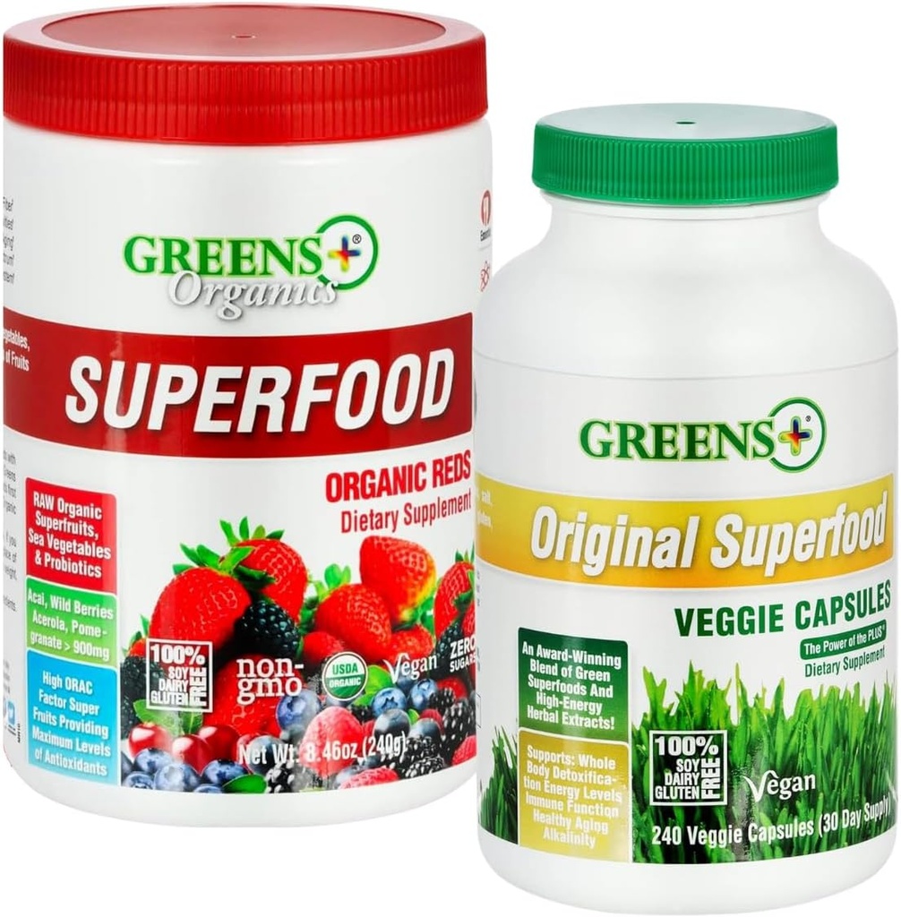 녹색 + 유기 빨강 Superfood 분말 유기 최고 Veggie 캡슐