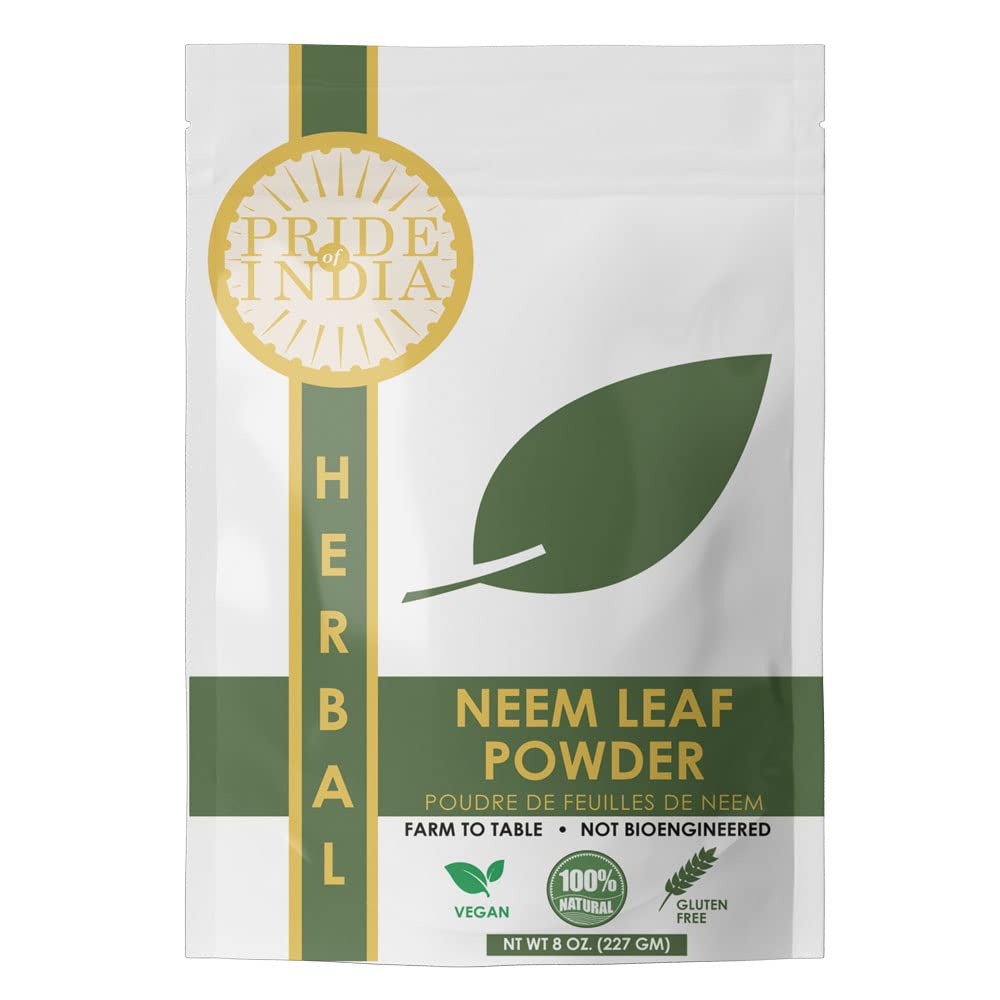인도의 프라이드 | 자연적인 Neem/Margosa 허브 분말 8 oz (227 gm) | Nutrient-Rich Superfood | 스무디, 주스 및 딥에 추가 | Bitter, Earthy & Astringent Taste | 100 % Natural Vegan, Gluten-Free