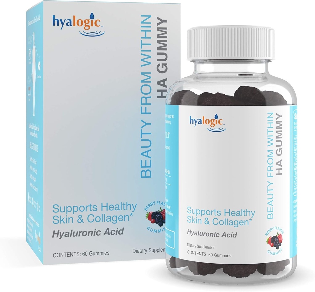 Hyaluronic 산 Gummies 내의 Hyalogic 아름다움 – 피부 관리와 머리 성장에 이상 - 맛있는 Berry-Flavored Gummy 비타민 - Vegan & 글루텐 무료 (60 Gummies)