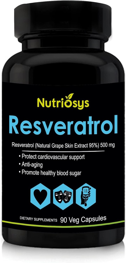 Resveratrol 500mg 보충교재 | 산화 방지제 지원 & 세포질 건강을 위한 Resveratrol 캡슐 | 남자 & 여자를 위한 영양 보충교재 | 일반 웰니스를 위한 90의 볼트 캡슐